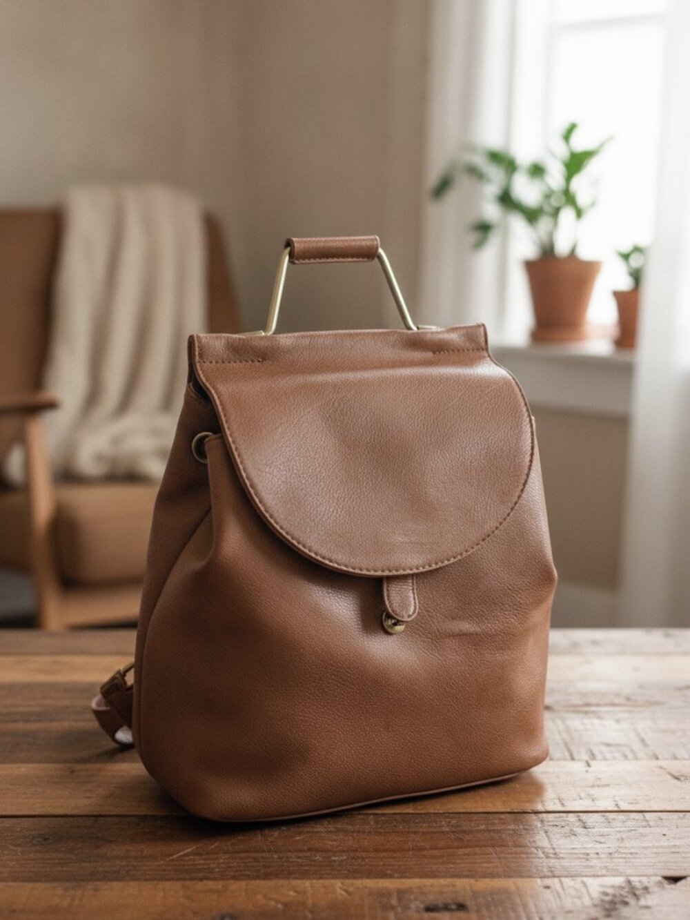 Antik Kraft Vegan Leather Backpack purse with Leopard print inside - Picture 1 of 6